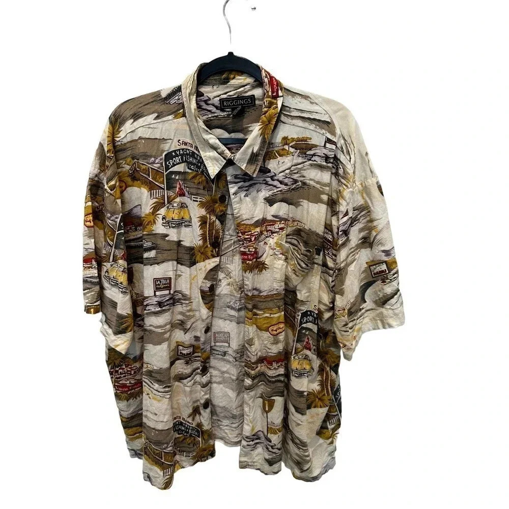 Riggings Men's Multicolor Short Sleeve Button Down Casual Shirt Size XXL
